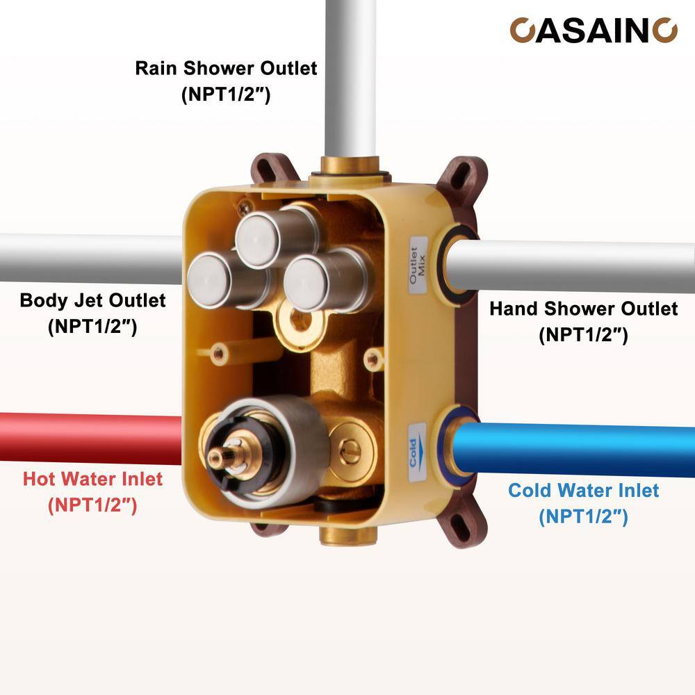 Brushed Nickel Thermostatic Rain Shower System with Digital Display