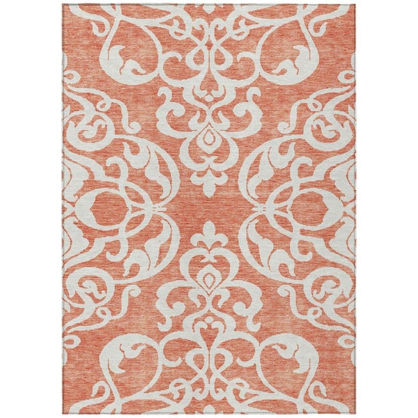 Chantille Machine Washable Indoor/Outdoor Abstract ACN973 Coral 5 ft. x 7 ft. 6 in. Area Rug