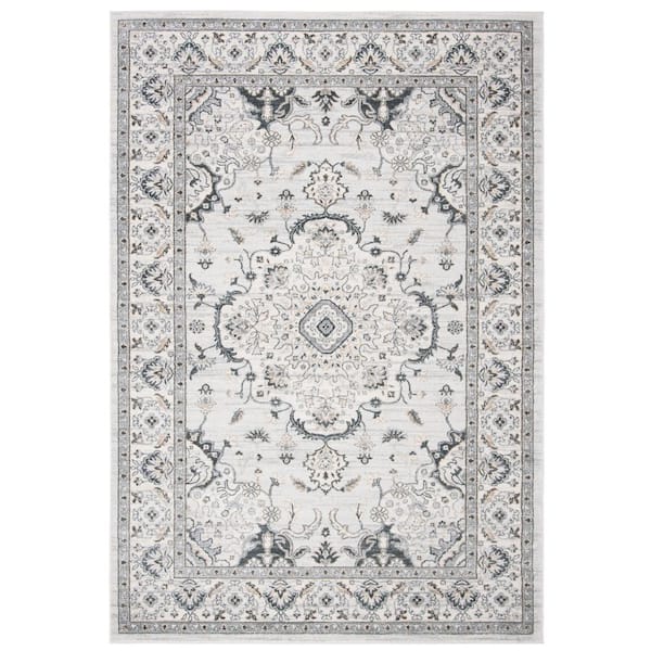 SAFAVIEH Isabella Light Gray/Cream 5 ft. x 8 ft. Floral Distressed Medallion Area Rug