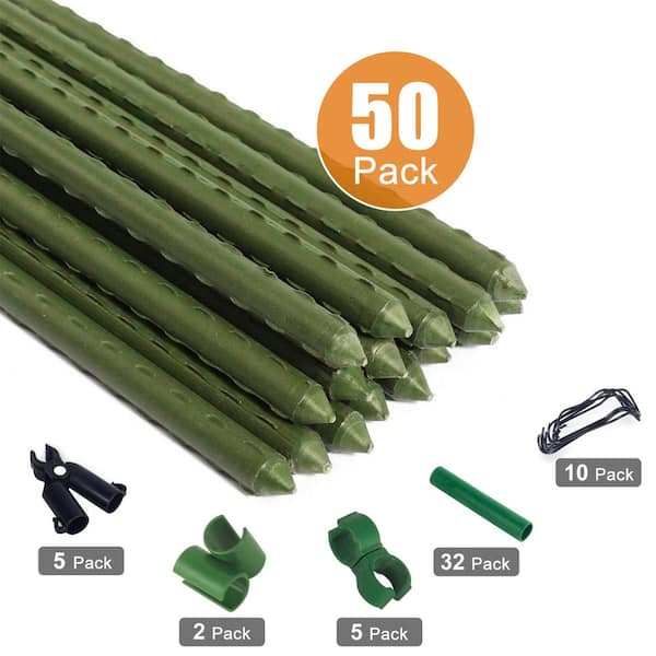 Ecostake 5/8 in. Dia x 2 ft. H Plastic Coated Garden Stake of Climbing Plants, DIY 4 ft. 6 ft. 8 ft. Climbing Trellis (50-Pieces)