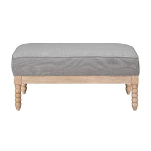 Andora Gray Textured Fabric Rectangle Ottoman