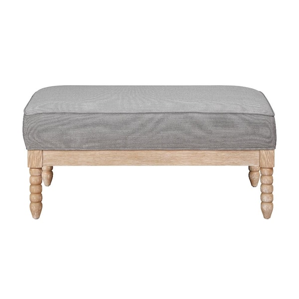 Lazzara Andora Gray Textured Fabric Rectangle Ottoman