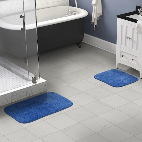 2-Piece Bathroom Rug Set – Memory Foam Bathmats with Plush Chenille Top and  Non-Slip Base – Machine Washable Bathroom Rugs by Lavish Home (Blue)