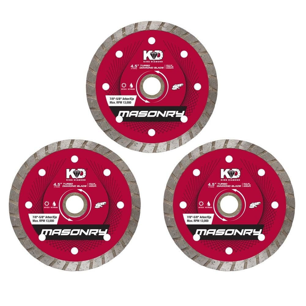 4.5 in. Masonry Material Cutting Turbo Rim Diamond Blades (3-Pack) price history on PriceWatchPro