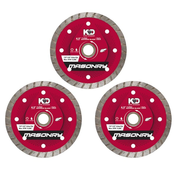 4.5 in. Masonry Material Cutting Turbo Rim Diamond Blades (3-Pack)