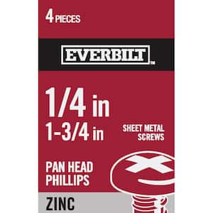 #14 x 1-3/4 in. Phillips Pan Head Zinc Plated Sheet Metal Screw (4-Pack)