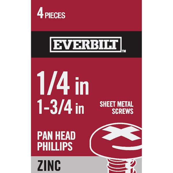 Everbilt #14 x 1-3/4 in. Phillips Pan Head Zinc Plated Sheet Metal Screw (4-Pack)