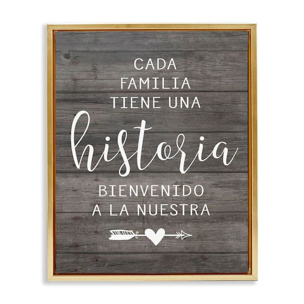 Stupell Industries Family History Translation by Lettered and Lined Gold Floater Frame Typography Graphic Art Print 21 in. x 17 in.