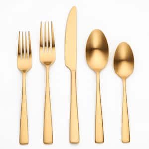 Rena 20 Piece Matte Gold 18/0 Stainless Steel Flatware Set, Service for 4