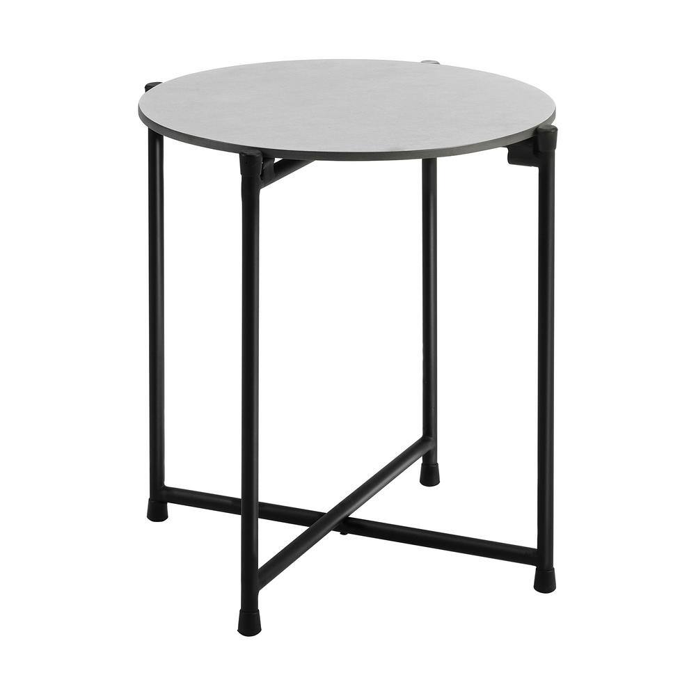 Modern Faux Stone 20" Square Black Aluminum Outdoor Cocktail Table