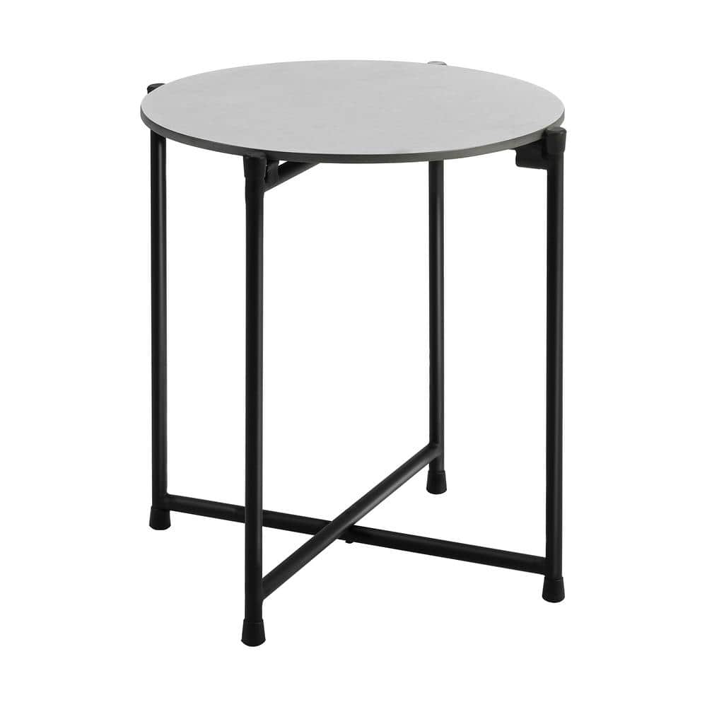 Modern Faux Stone 20" Square Black Aluminum Outdoor Cocktail Table