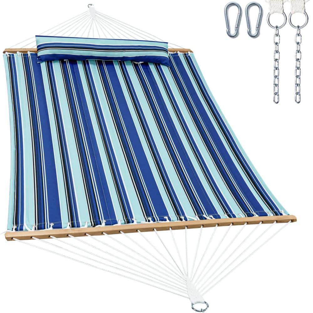 12 ft. Double Quilted Fabric Hammock with Spreader Bar Large Removable Pillow, Storage Pockets, Carabiners, Max 475 lbs. price history on PriceWatchPro