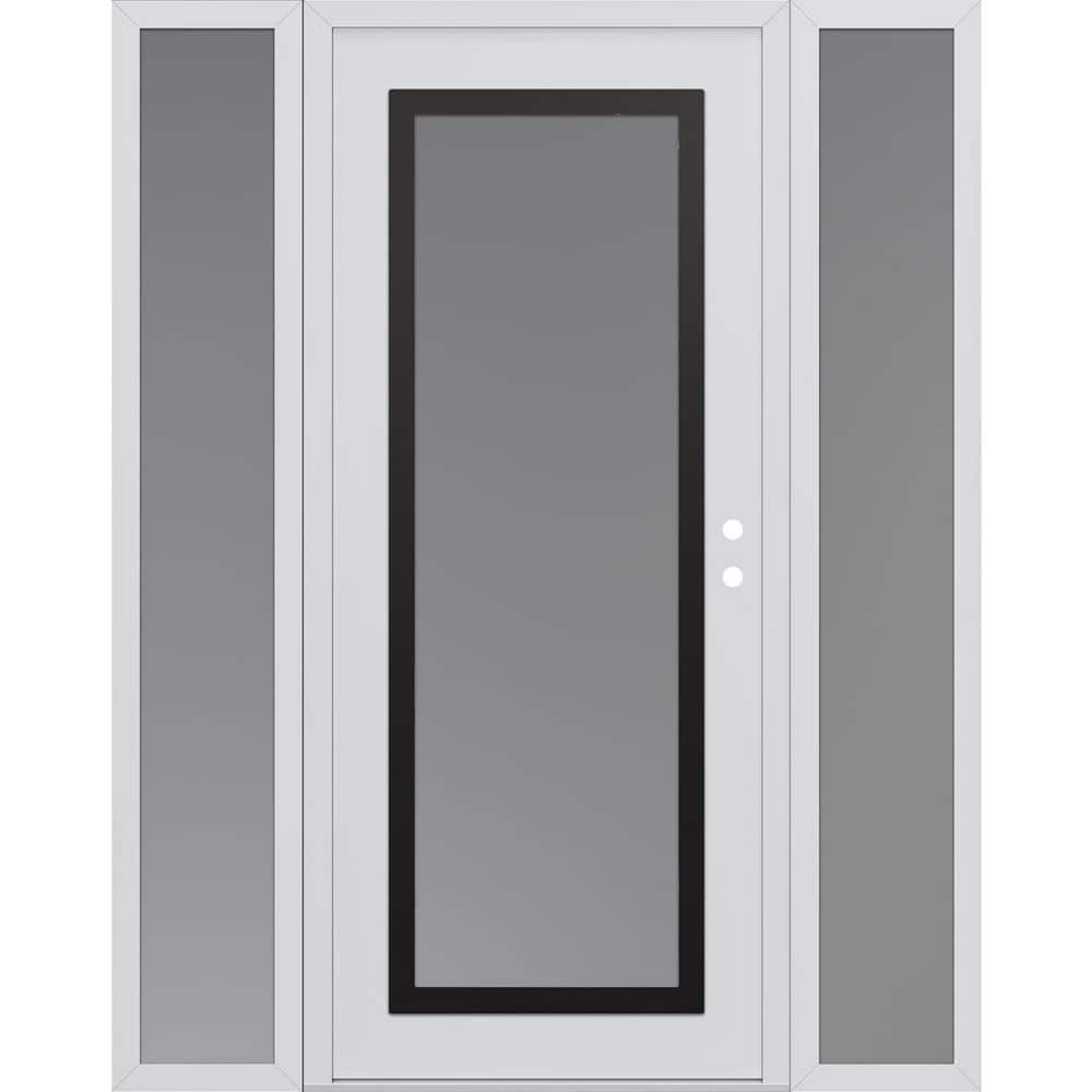C1 60 in. x 80 in. Black P Left-Hand/Inswing Frosted Glass White/White 2 Sidelite Steel Prehung Front Door price history on PriceWatchPro