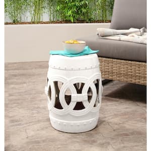 Details about   Hourglass Shaped White Ceramic Textured Glaze Garden Stool End Side Table Accent 