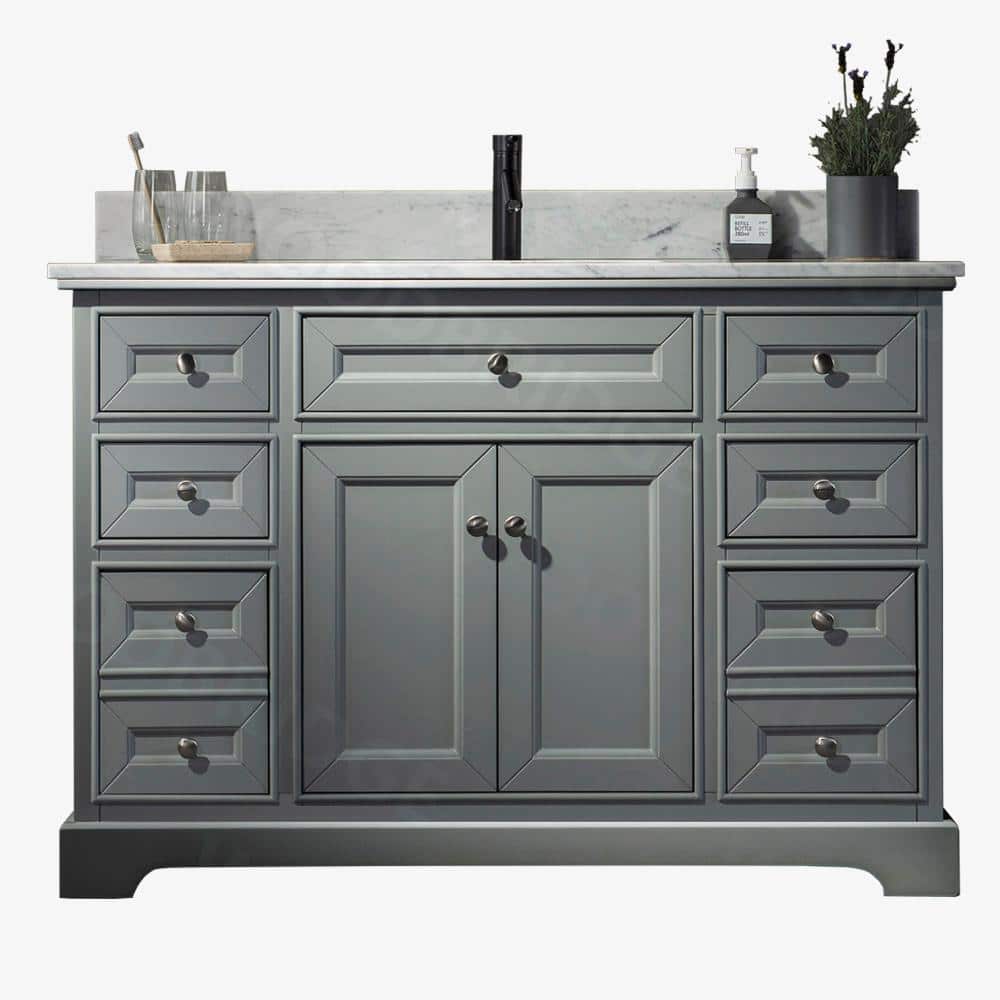 WOODBRIDGE London 49 in.W x 22 in.D x 38 in.H Bath Vanity in Gray with