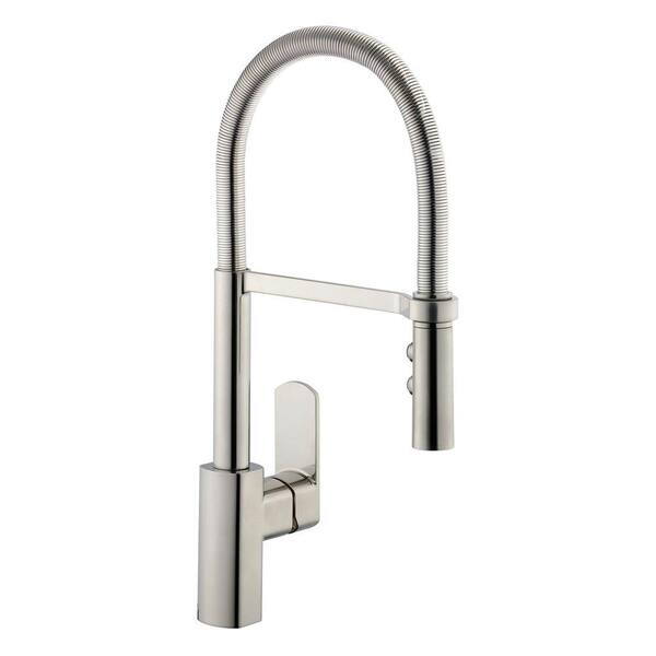 Pegasus 1250 Series Spring Neck Single-Handle Pull-Down Sprayer Kitchen Faucet in Stainless Steel
