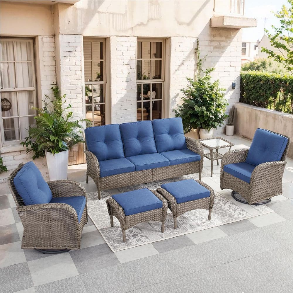 テーブル・チェア・ハンモック MOROBRASS quarter unit JOYSIDE 5-Piece Wicker Outdoor Patio Conversation Set with