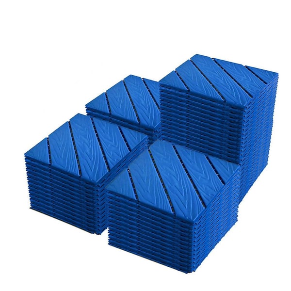 Outdoor 1 ft. x 1 ft. Composite Interlocking Tile Deck Tile in Blue (44 Per Box)