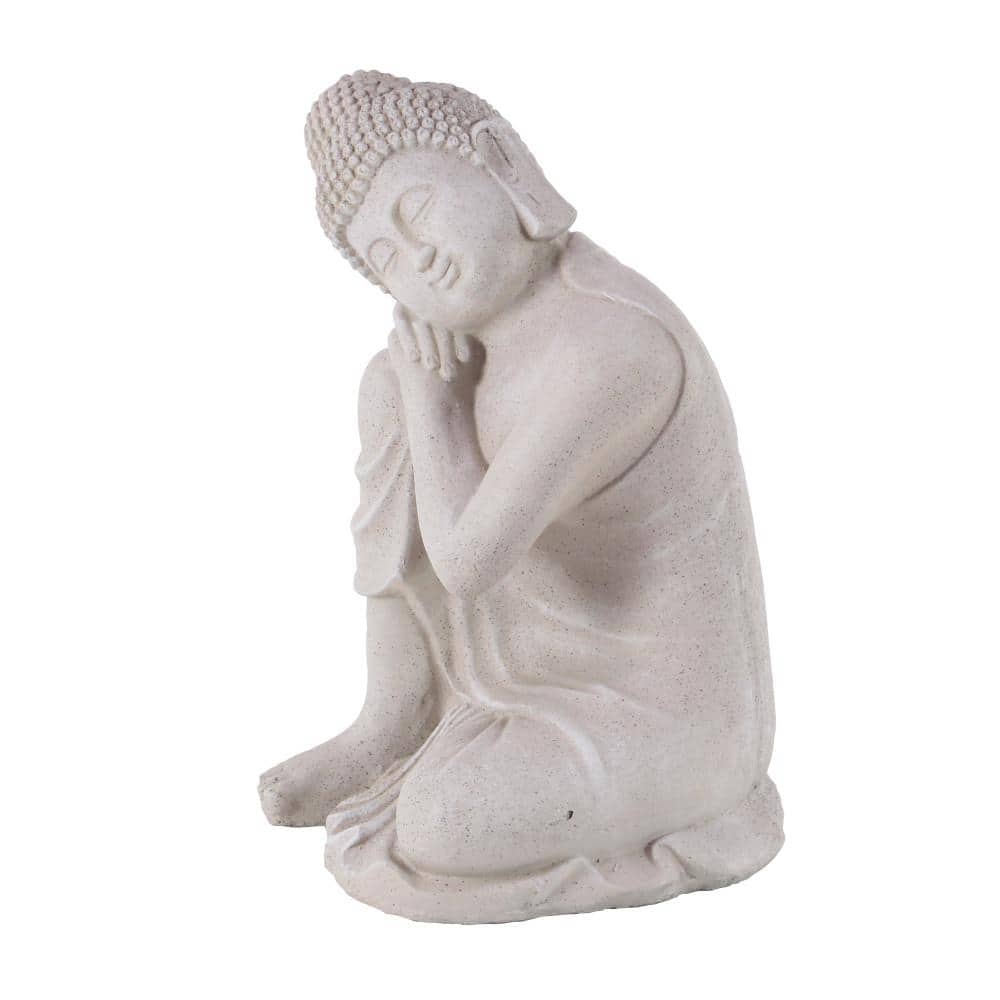 20" Gray Magnesium Oxide Meditating Buddha Garden Sculpture