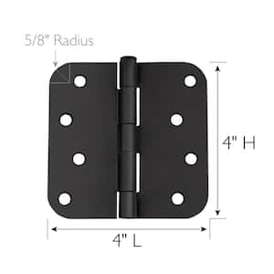 4 in. x 5/8 in. Radius Matte Black Door Hinge Value Pack (3 per Pack)