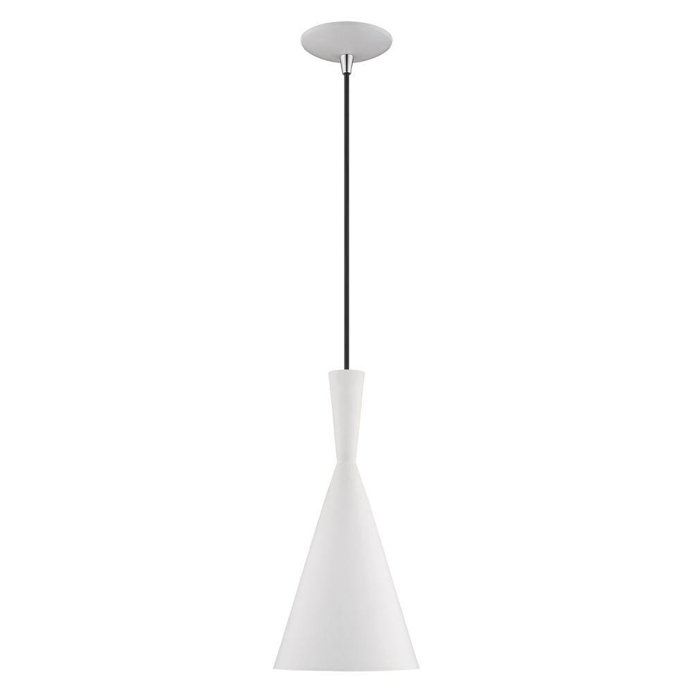 Mini Dual-Cone Pendant Light in White with Gold Interior Finish