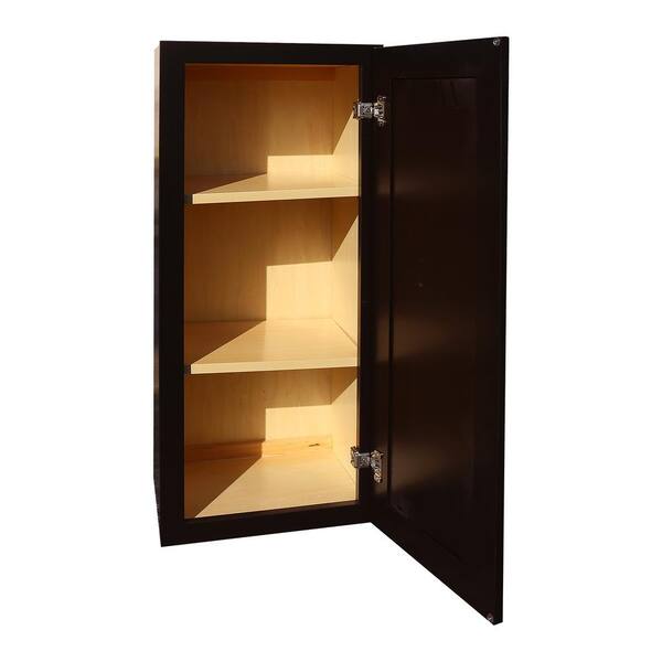 LIFEART CABINETRY LaPort Assembled 18 in. x 36 in. x 12 in. Wall Cabinet with 1 Door 2 Shelves in Dark Espresso