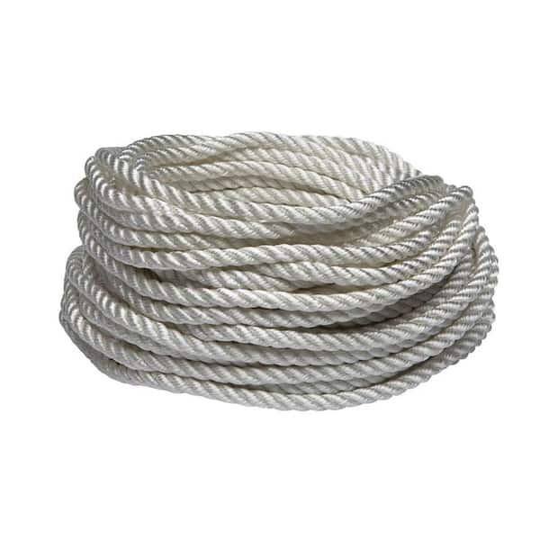 Everbilt 1/4 in. x 50 ft. White Twisted Nylon Rope 73046 - The
