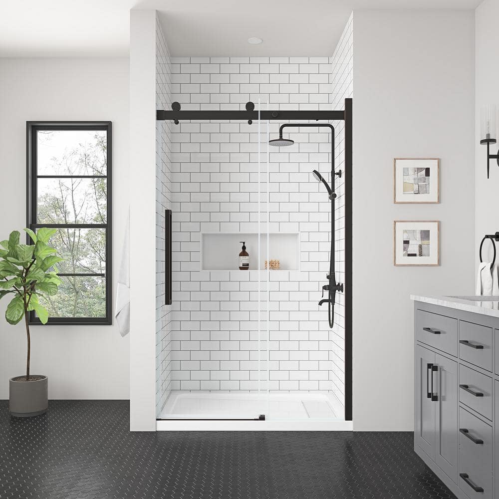 Bel 48" x 78.75" Oil-Rubbed Bronze Frameless Sliding Shower Door