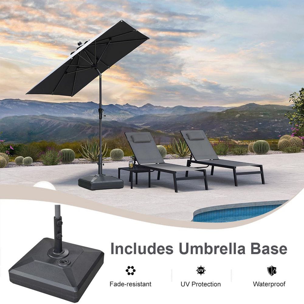 6.5 ft. Square Aluminum Auto-Tilt Outdoor Market Patio Umbrella with Base in Gray price history on PriceWatchPro