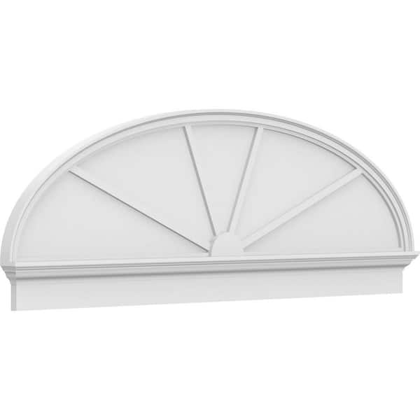 Ekena Millwork 2-3/4 in. x 74 in. x 25-3/8 in. Elliptical 4-Spoke Architectural Grade PVC Combination Pediment Moulding