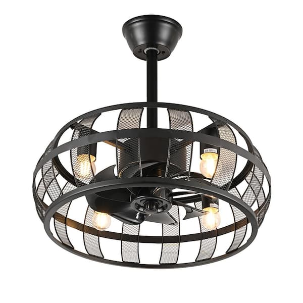 JC TOPA 20 in. Indoor Black Caged Ceiling Fan with Remote Included