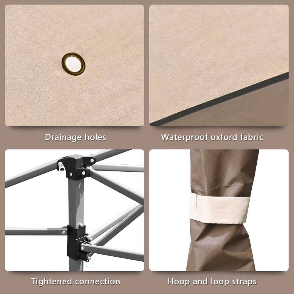 13' x 13' Brown and Beige Outdoor Folding Canopy Tent