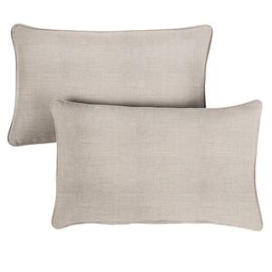 Sunbrella Silver Grey Rectangular Outdoor Corded Lumbar Pillows (2-Pack)