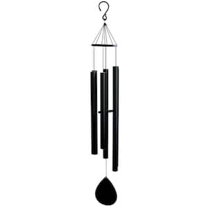 98 in. Black Iron Top Wind Chime with 6 Aluminum Tubes