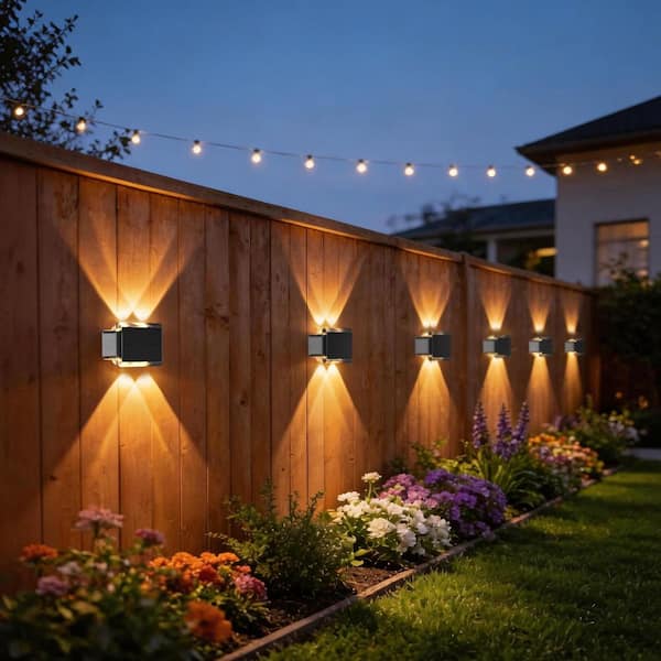 1-Light Black Integrated LED Not Powered Stair Light Dusk to Dawn, Outdoor RGB Step Light for Deck Fence Pathway,12-Pack