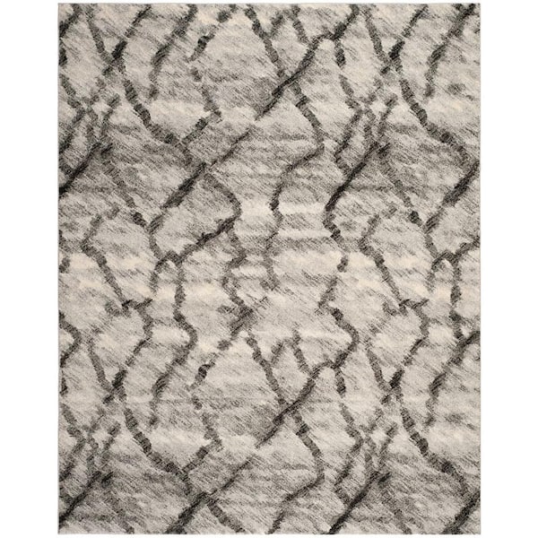 Retro Light Grey/Black 5 ft. x 8 ft. Abstract Area Rug