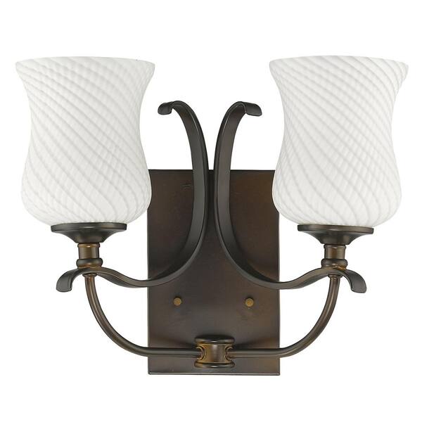 Acclaim Lighting Evelyn 2-Light Oil-Rubbed Bronze Vanity Light with Optic-Art Glass Shades