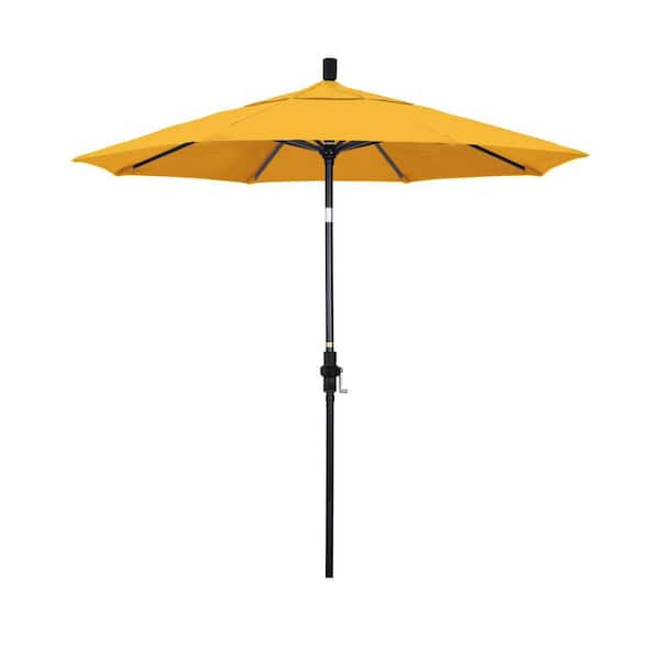 7.5 ft. Black Aluminum Market Patio Umbrella with Collar Tilt Crank Lift in Yellow Pacifica