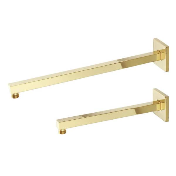 Barclay Products 1/2 in. IPS x 12 in. Wall Mount Square Shower Arm with Flange, in Polished Brass