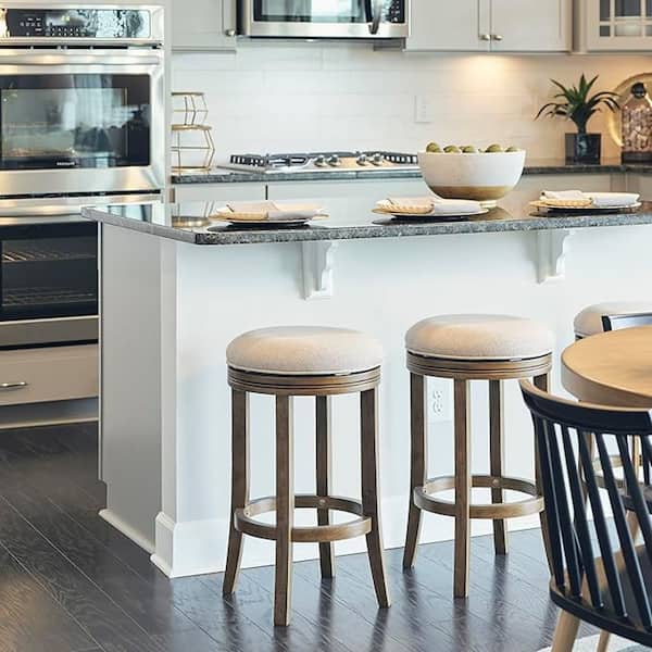Gray Finish, Round Seat Counter-Height Bar Stool
