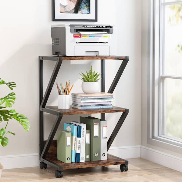 Patrick Brown Rolling Printer Stand with Storage Shelves