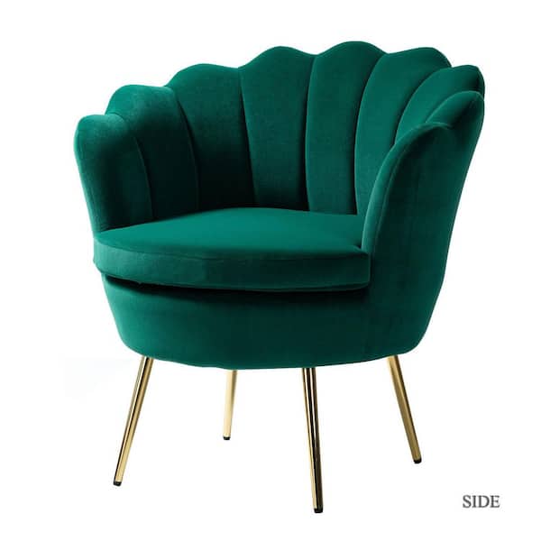 Fidelia Green Velvet Barrel Chair (Set of 1)