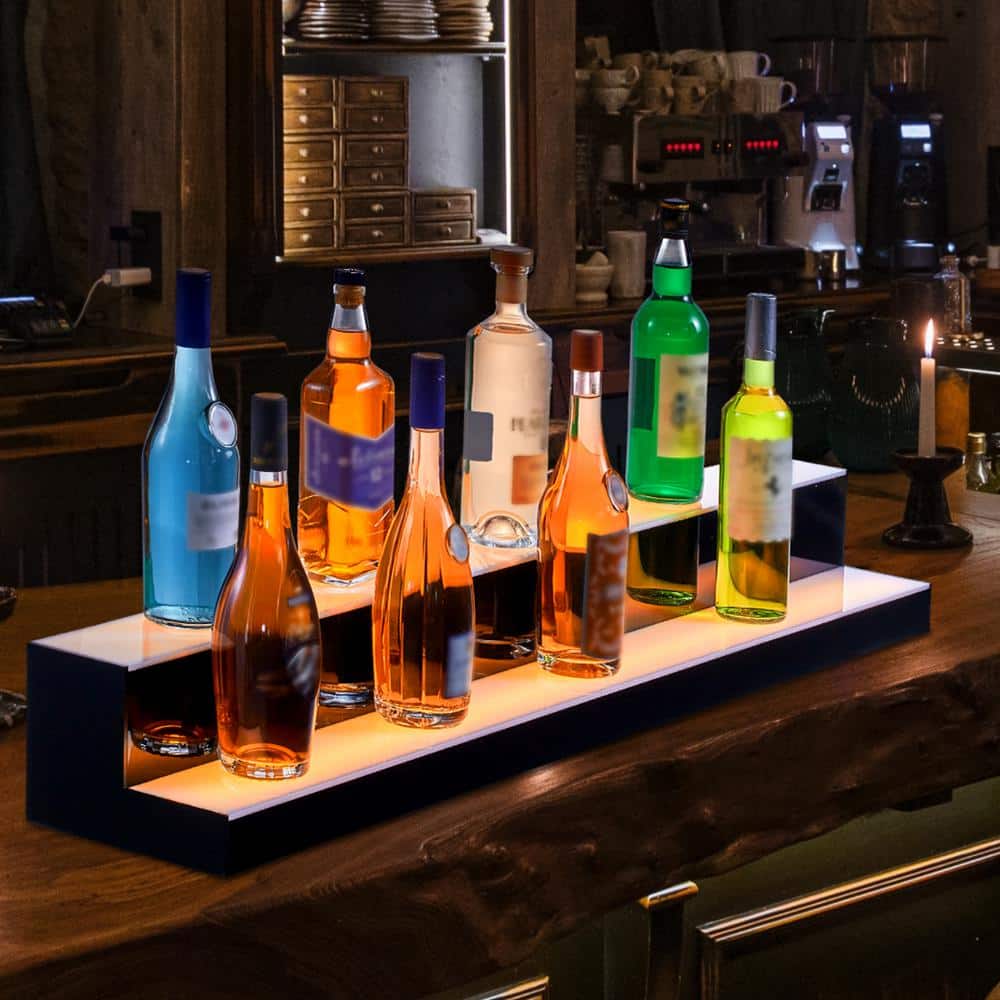 48 Inch Multicolor LED Lighted Acrylic Liquor Bottle Display Shelf