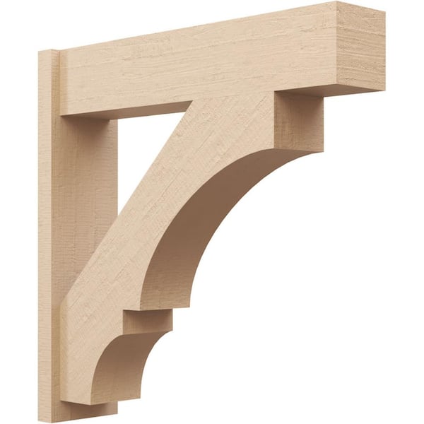 Ekena Millwork 8 in. x 34 in. x 34 in. Balboa Block Rough Cedar Woodgrain Timberthane Polyurethane Outlooker, Primed Tan