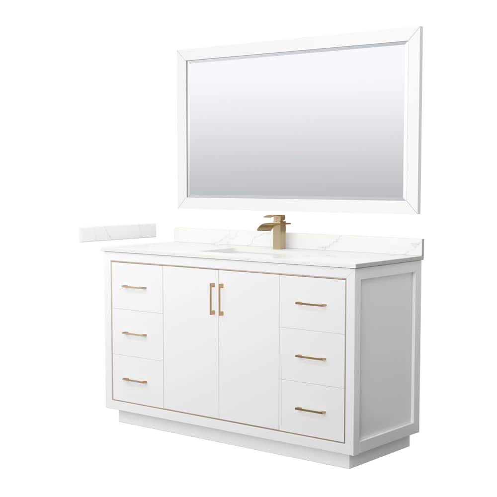Icon 60 in. W x 22 in. D x 35 in. H Single Bath Vanity in White with Giotto Quartz Top and 58 in. Mirror price history on PriceWatchPro