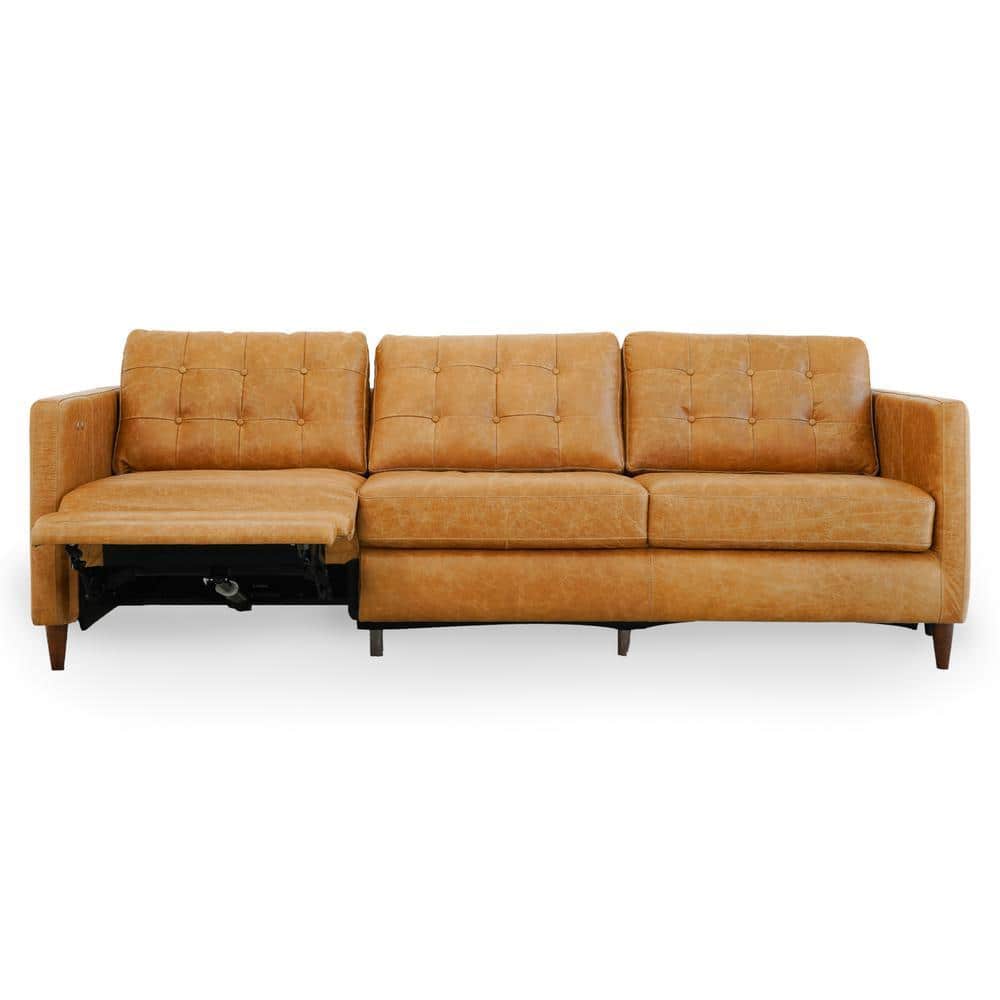 Ashcroft Furniture Co Lunete 93 in. W Tan Brown Square Arm Vintage