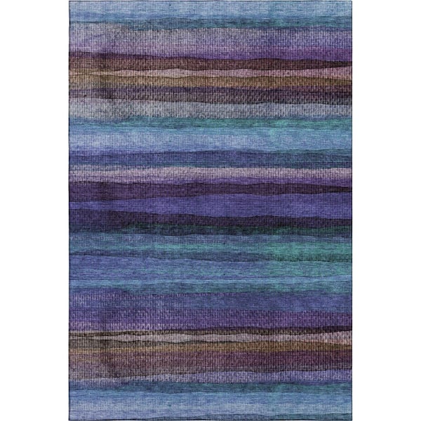 Mayfield Premium Machine Washable Abstract AMF2093 Blue 3 ft. x 4 ft. Area Rug