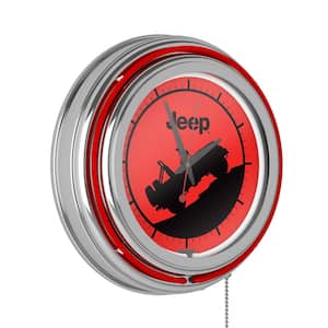 Jeep Red Silhouette Lighted Analog Neon Clock