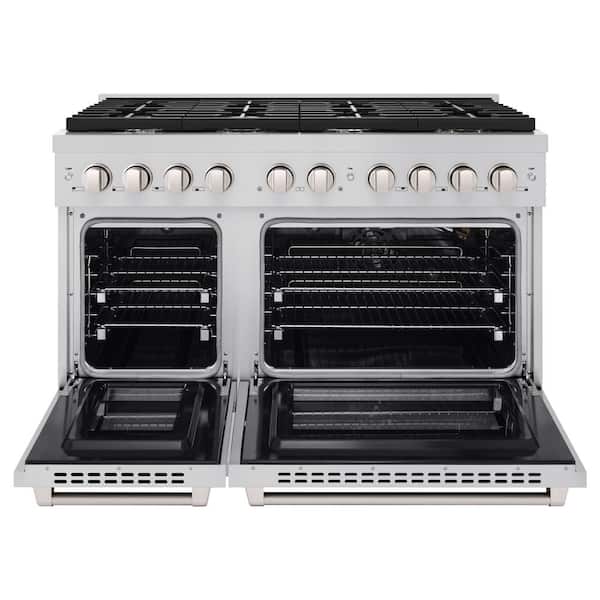 48 in. 8 Burner Double Oven Freestanding Gas Range in Stainless Steel
