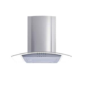 30 in. Convertible Glass Wall Mount Range Hood in Stainless Steel with Mesh Filters and Push Button Control